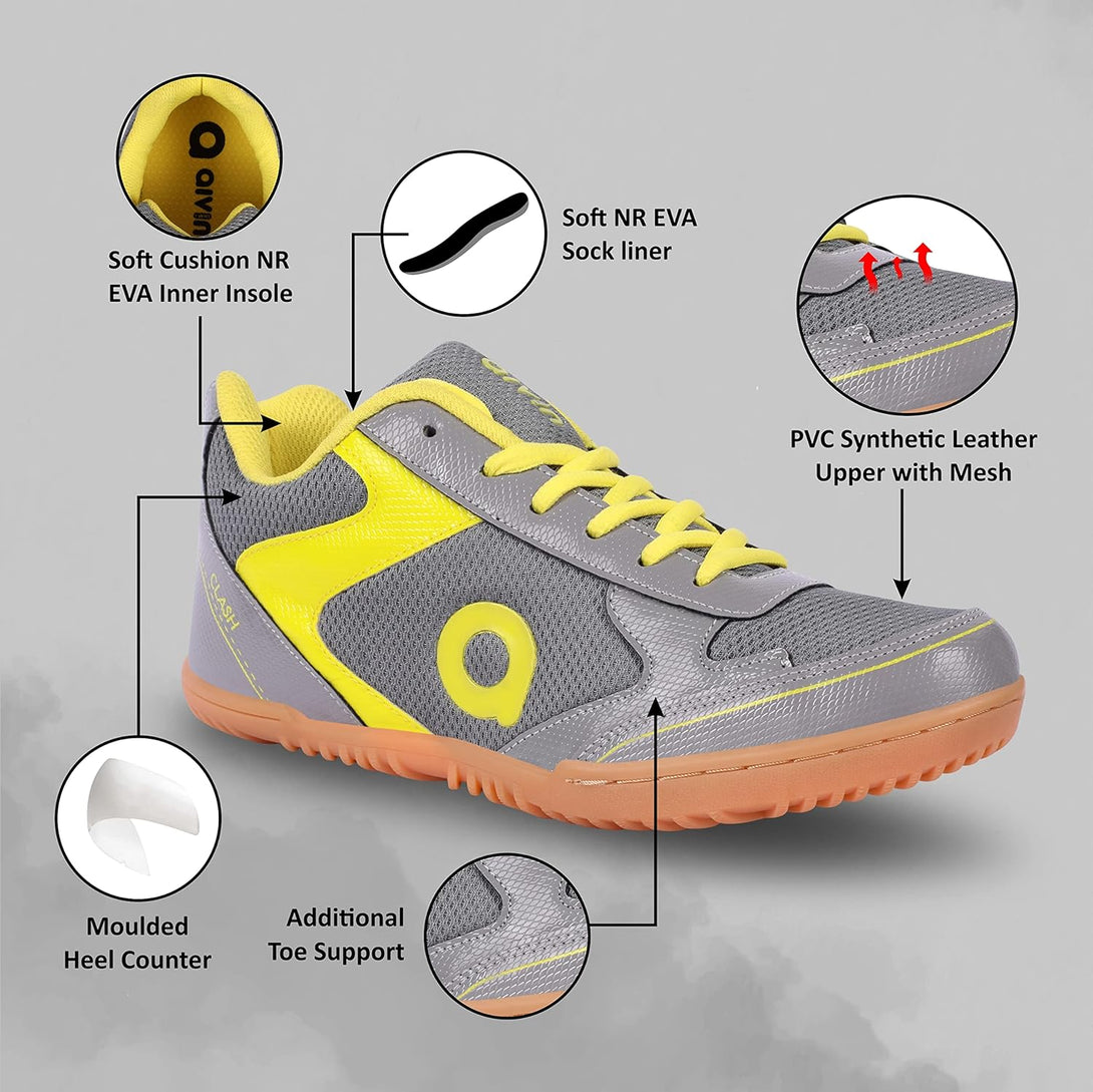 Aivin Clash Badminton Shoes -Yellow/Grey
