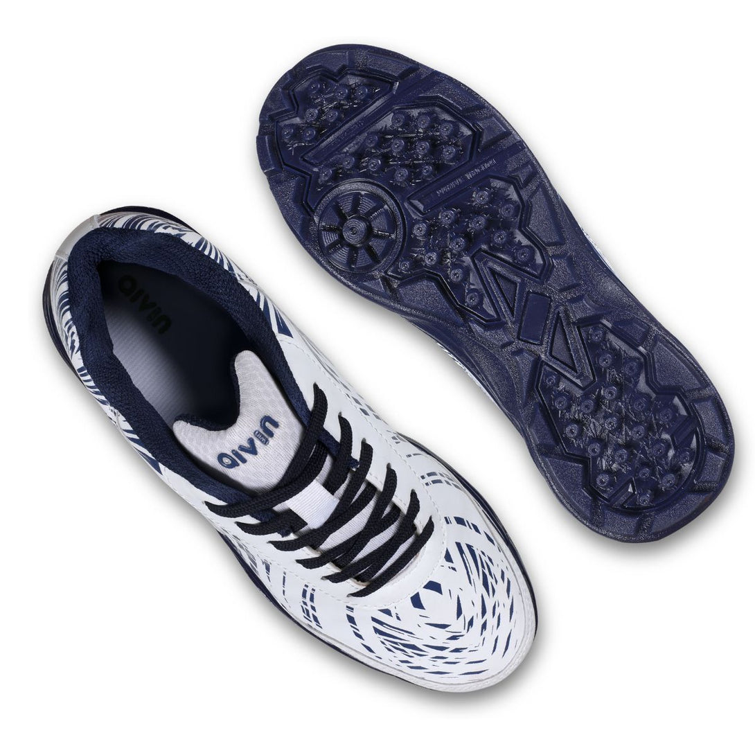 Aivin County Cricket Shoes for Man-White/Navy Blue