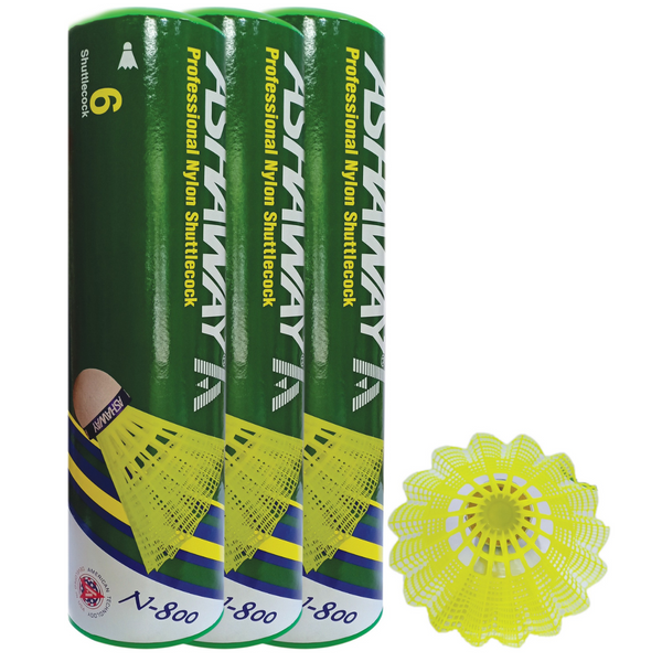 Ashaway N-800 Nylon Badminton Shuttlecocks (3 Tube-18pc)