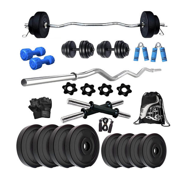 Bodyfit 100KG Weight Plates, 3ft Curl Rod,2×14 D.Rods Home Gym Dumbbell Exercise Set,Gym Bag