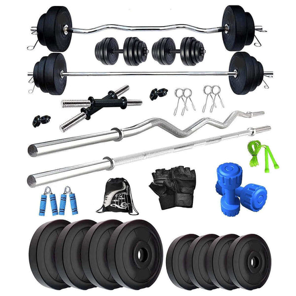 Bodyfit 20 Kg Weight Set+ 5 Ft Rod + 3 Ft Curl Rod +Gym Accessories