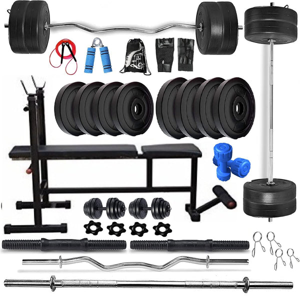 Bodyfit 4-in-1 Multicolor Multi Leg Curl Bench Home Gym Dumbbell Set – 50KG