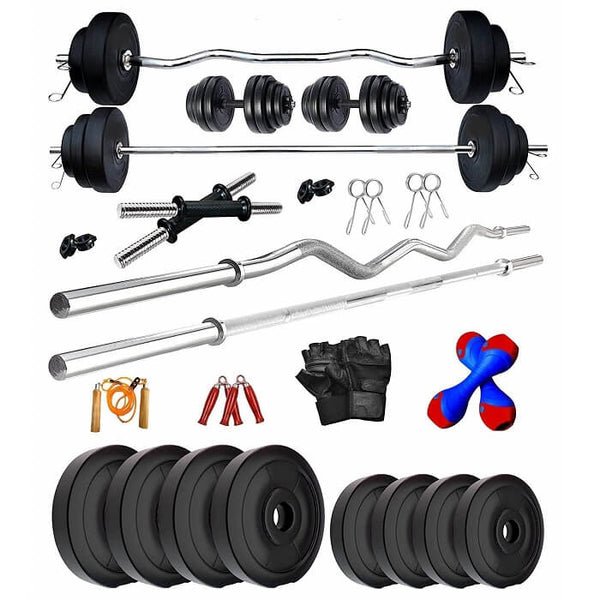 Bodyfit 60 Kg Combo Home Gym Kit Set with Free New 2Kg Pair Dumbbell Set-1
