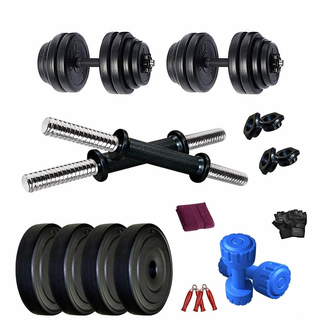 Bodyfit 8KG Dumbbells Weights Fitness Home Gym Exercise Set for Women & Men Free 1Kg PVC Dumbbell Set