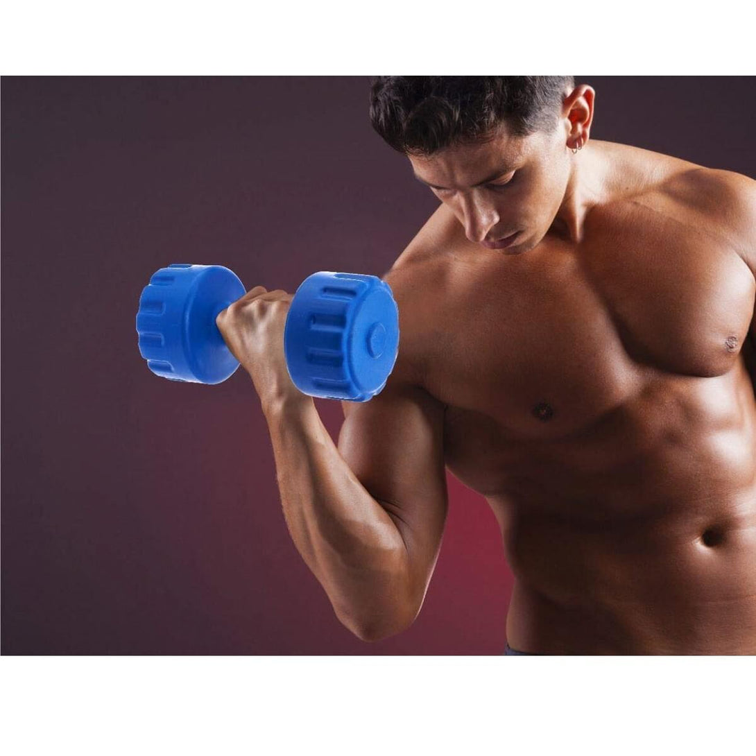 Bodyfit Combo PVC Dumbbells, Dumbbells Set, Home Gym Exercise, Home Gym Equipment, Blue PVC Coated Dumbbells, Fitness and Weights (2 Pairs)