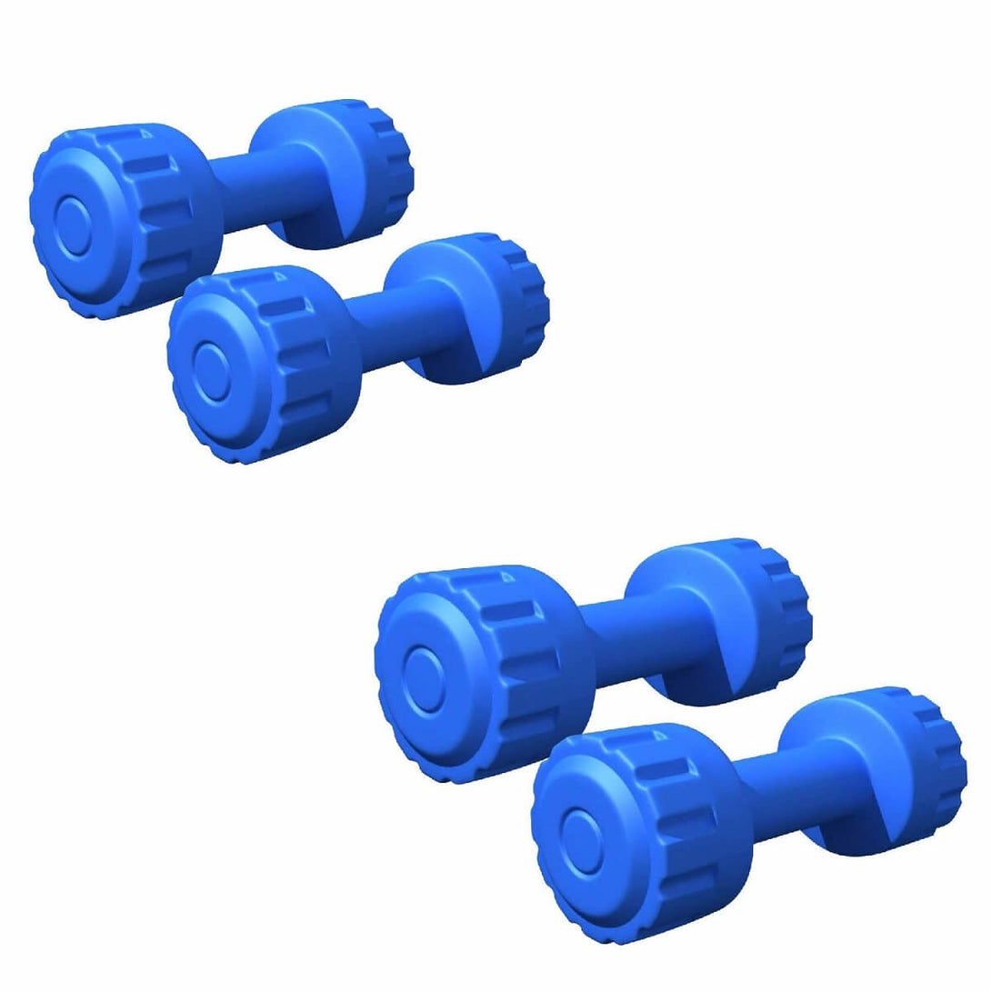 Bodyfit Combo PVC Dumbbells, Dumbbells Set, Home Gym Exercise, Home Gym Equipment, Blue PVC Coated Dumbbells, Fitness and Weights (2 Pairs)