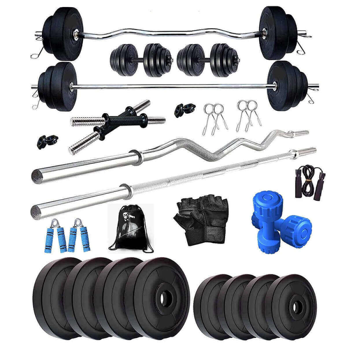 Set Workout Set Bodyfit Deluxe 50kg 4 Rods Exercise Sets Combo Strength Training Home ...
