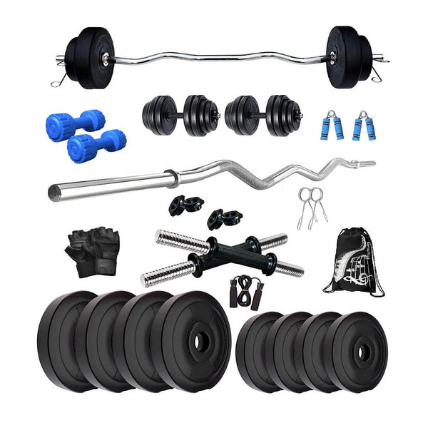 Bodyfit Fitness 10 Kg Home Gym Set with 3ft Curl and 2×14 Inch Dumbbell Set (Multicolour)