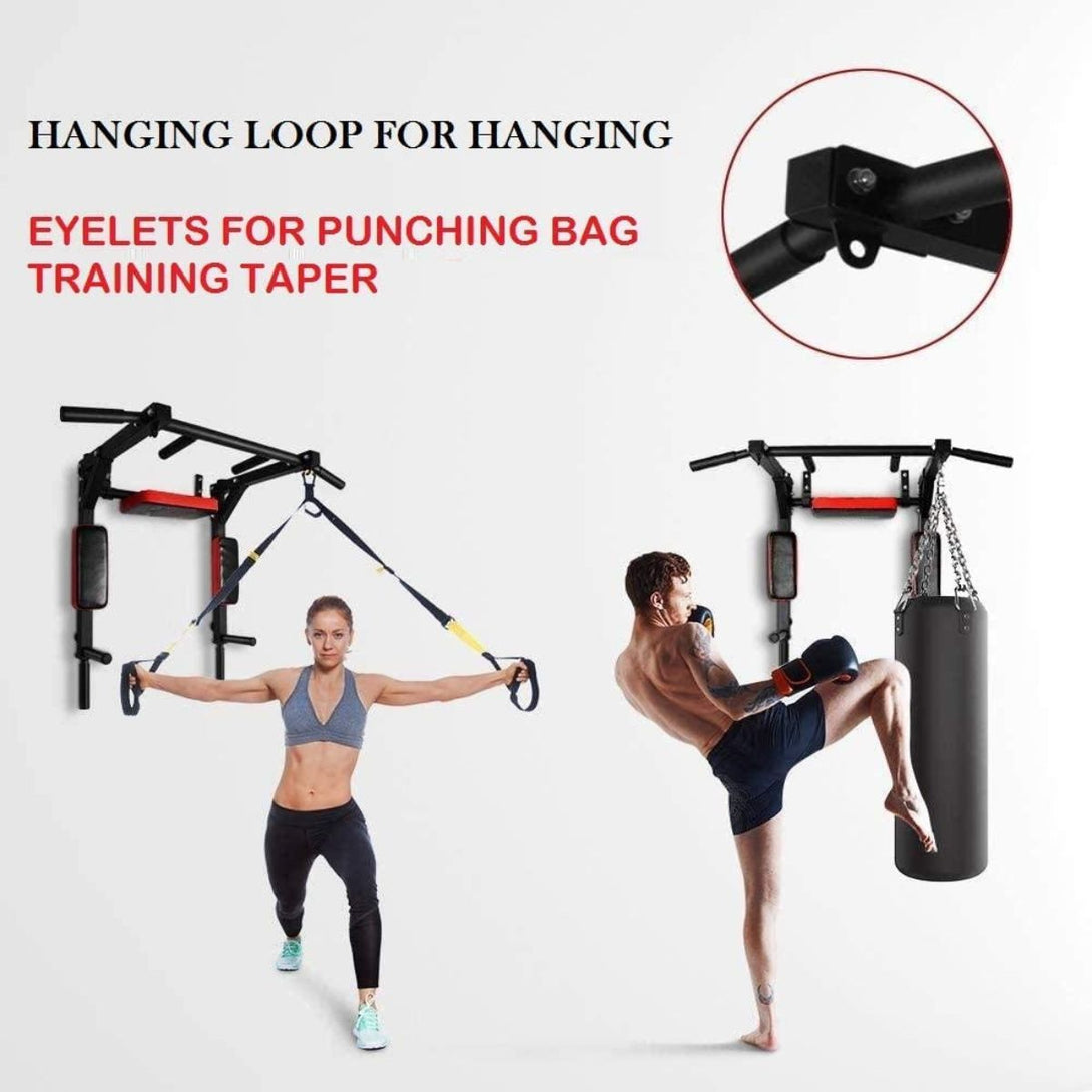 Bodyfit Heavy Multifunctional Wall Mounted pull Up Bar Height Bar Dip Station