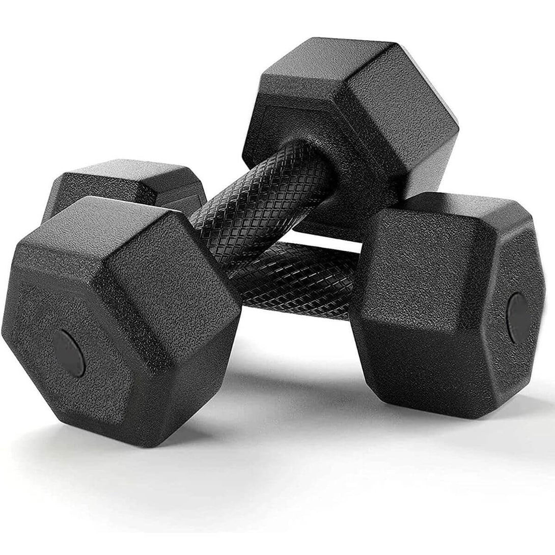Bodyfit Hex Dumbbells 5 Kg Pair PVC Encase Coating Weight Dumbbell Set