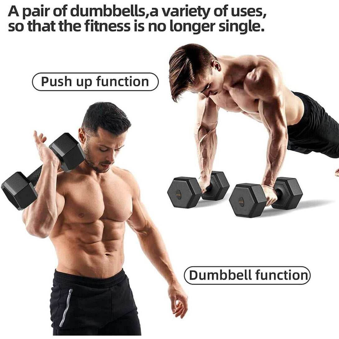 Bodyfit Hex Dumbbells 5 Kg Pair PVC Encase Coating Weight Dumbbell Set