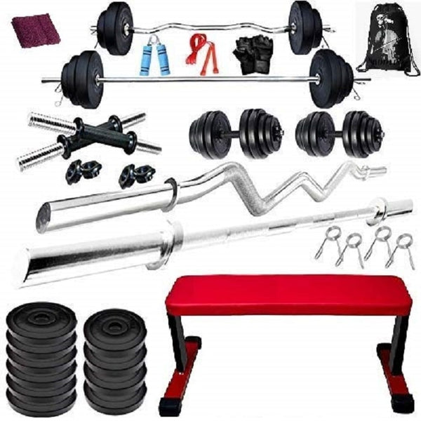 Bodyfit Home Gym Set Combo, Home Gym Kit, Gym Equipment (20-100 Kg)