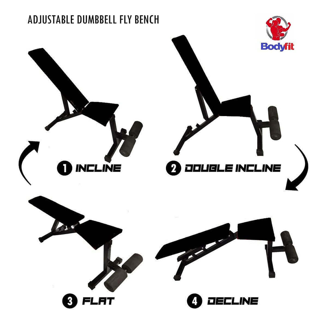 Bodyfit Home Gym Set, Home Gym Equipment Combo,3 Ft Curl +5 Ft Plain Rod n 1 Pair Dumbbell Rods, Adjustable Gym Bench, Fitness Bench, Home Gym Equipment , Gym Accessories
