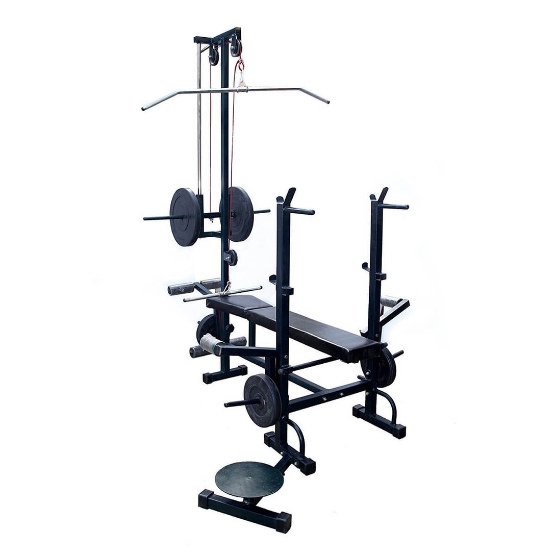 Bodyfit Solid PVC 20 in 1 Incline, Decline, Flat Heavy Bench with 60 kg Weight Plates Home Gym Fitness Set