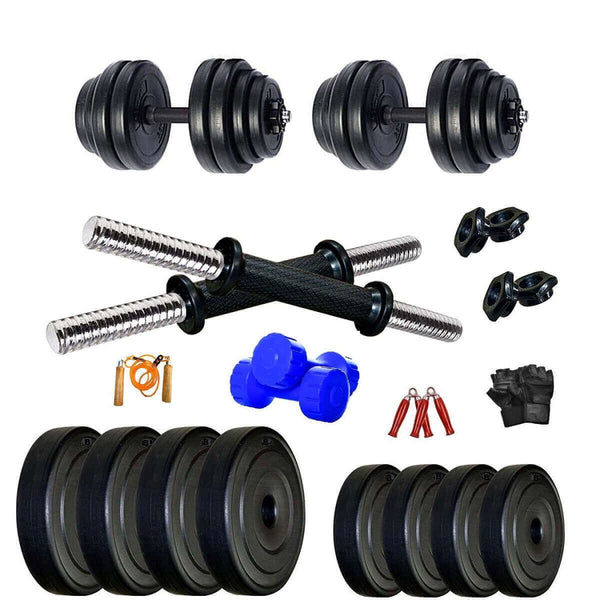 Bodyfit Women’s & Men’s PVC Adjustable Dumbbells Weights Fitness Home Gym Exercise Set for Dumbbell (20 kg, Black)
