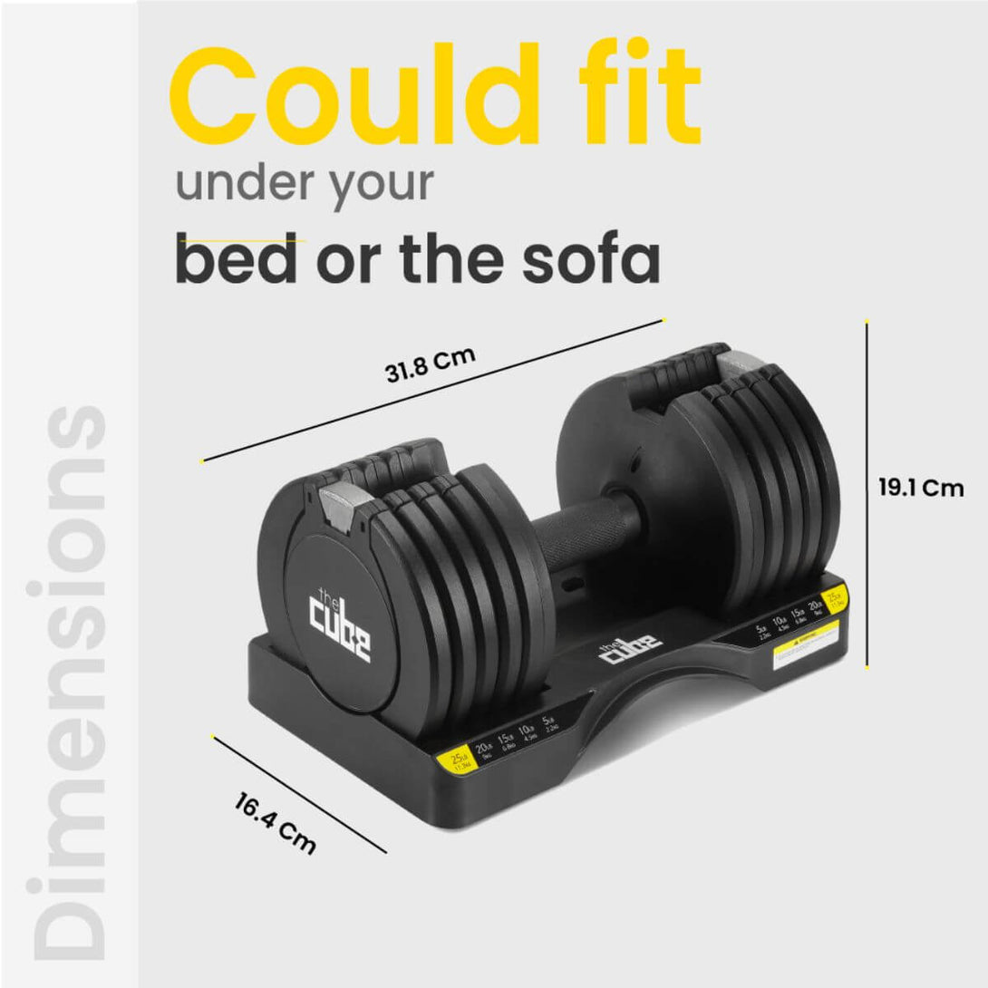 Cube Club Adjustable Powerbells Pro Multi-Weight Adjustable Dumbbells - 2.5 - 12.5 Lbs (1.1 - 5.6 Kg) - Pair