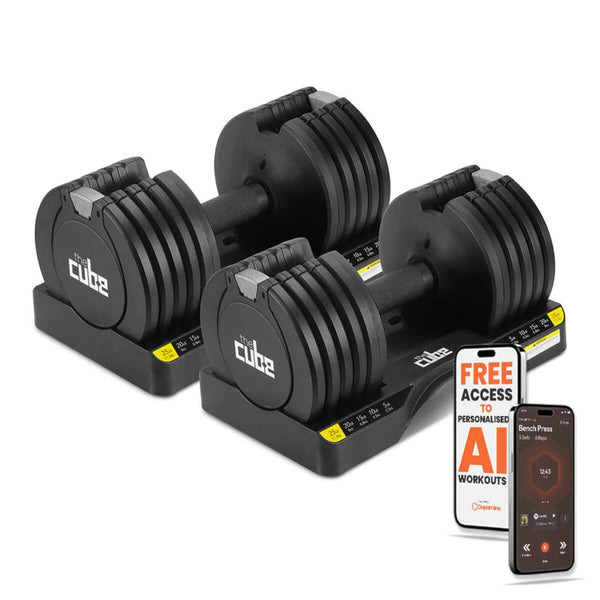 Cube Club Adjustable Powerbells Pro Multi-Weight Adjustable Dumbbells - 10 - 55 Lbs (4.5 - 25 Kg) - Pair