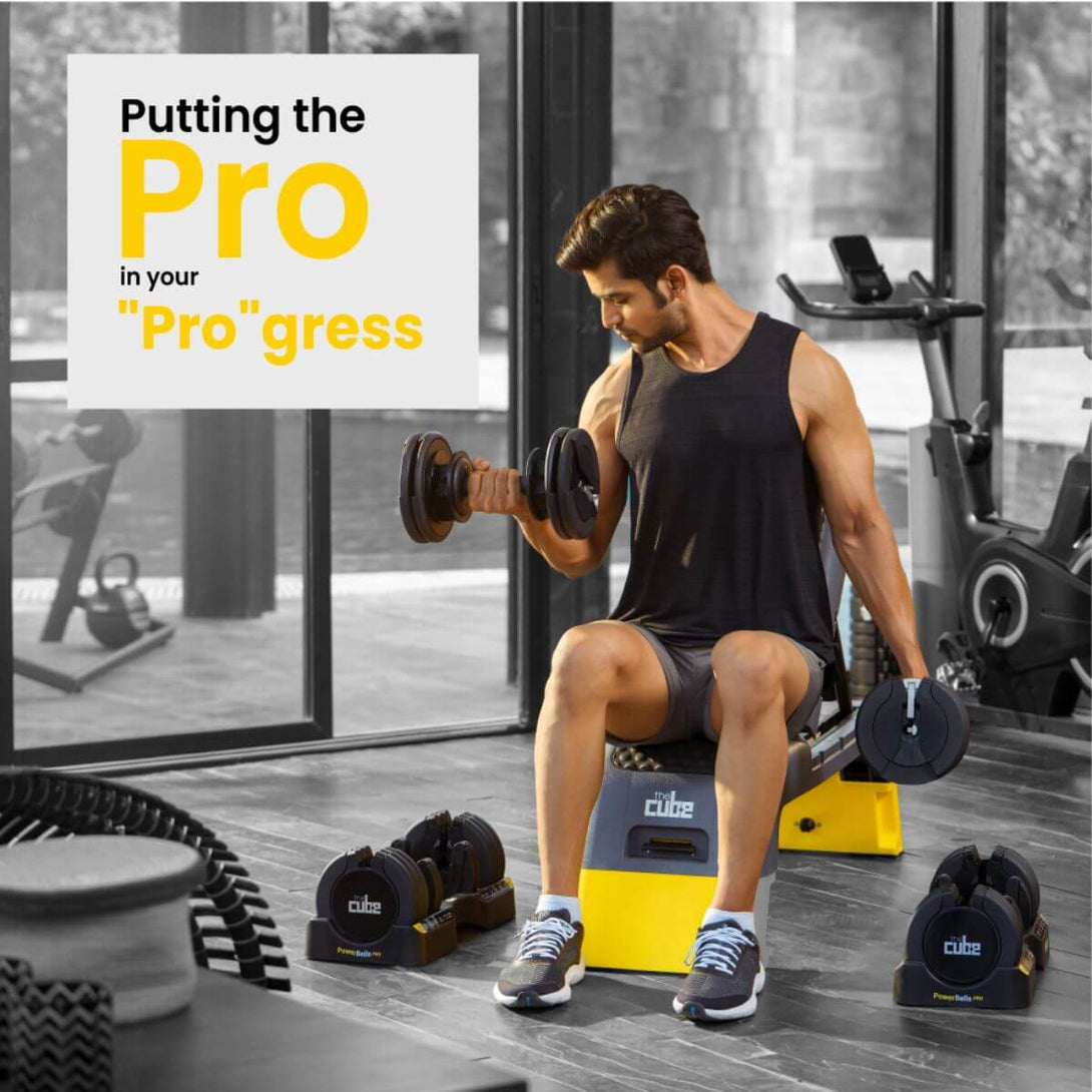 Cube Club Adjustable Powerbells Pro Multi-Weight Adjustable Dumbbells - 10 - 55 Lbs (4.5 - 25 Kg) - Pair