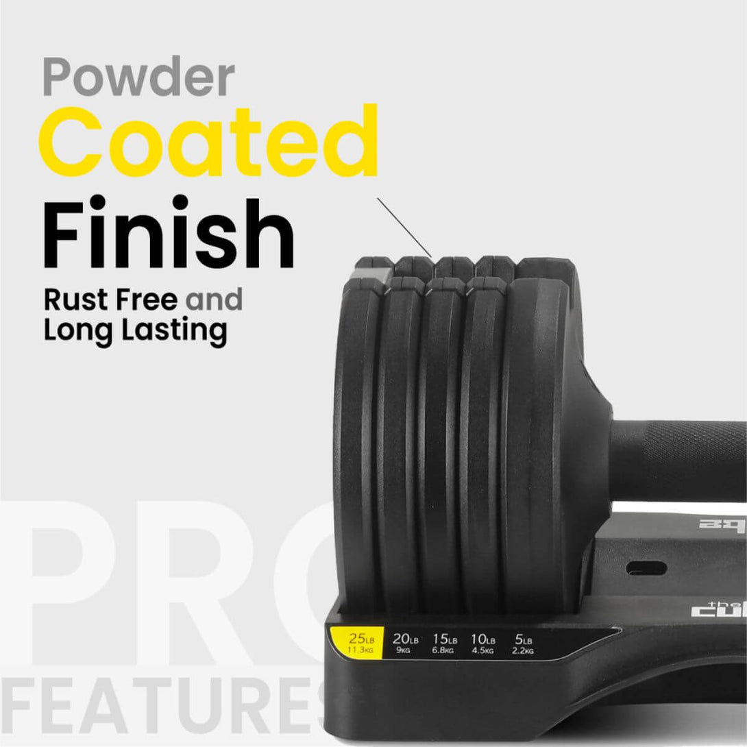 Cube Club Adjustable Powerbells Pro Multi-Weight Adjustable Dumbbells - 10 - 55 Lbs (4.5 - 25 Kg) - Pair