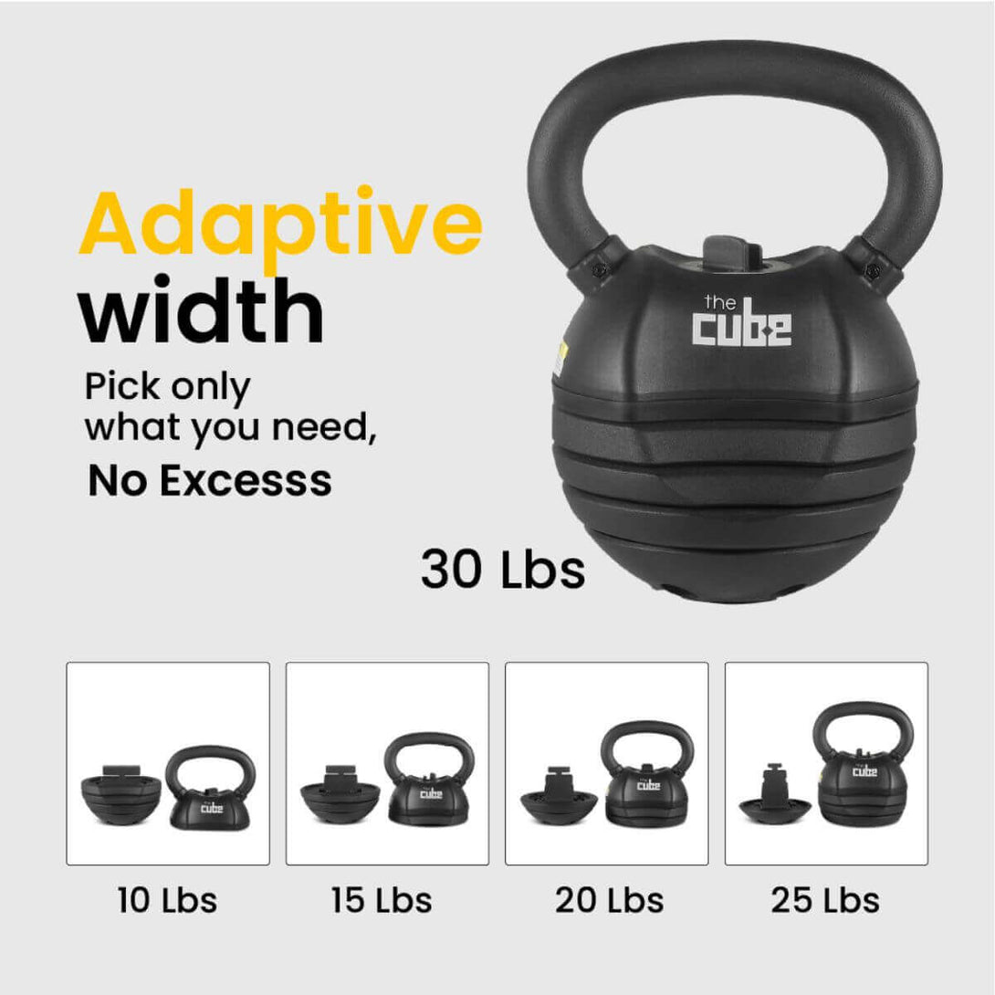 Cube Club power Kettle Pro 30lbs | Weight Adjustable kettlebell | 5 Kettlebells in 1