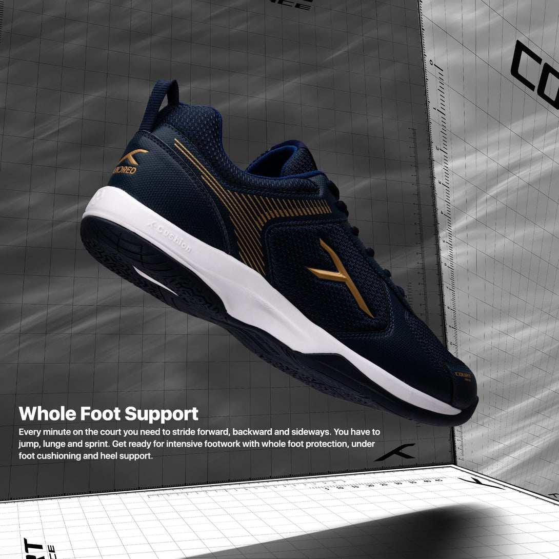 Hundred Court Ace Badminton Shoes (Navy/Gold)