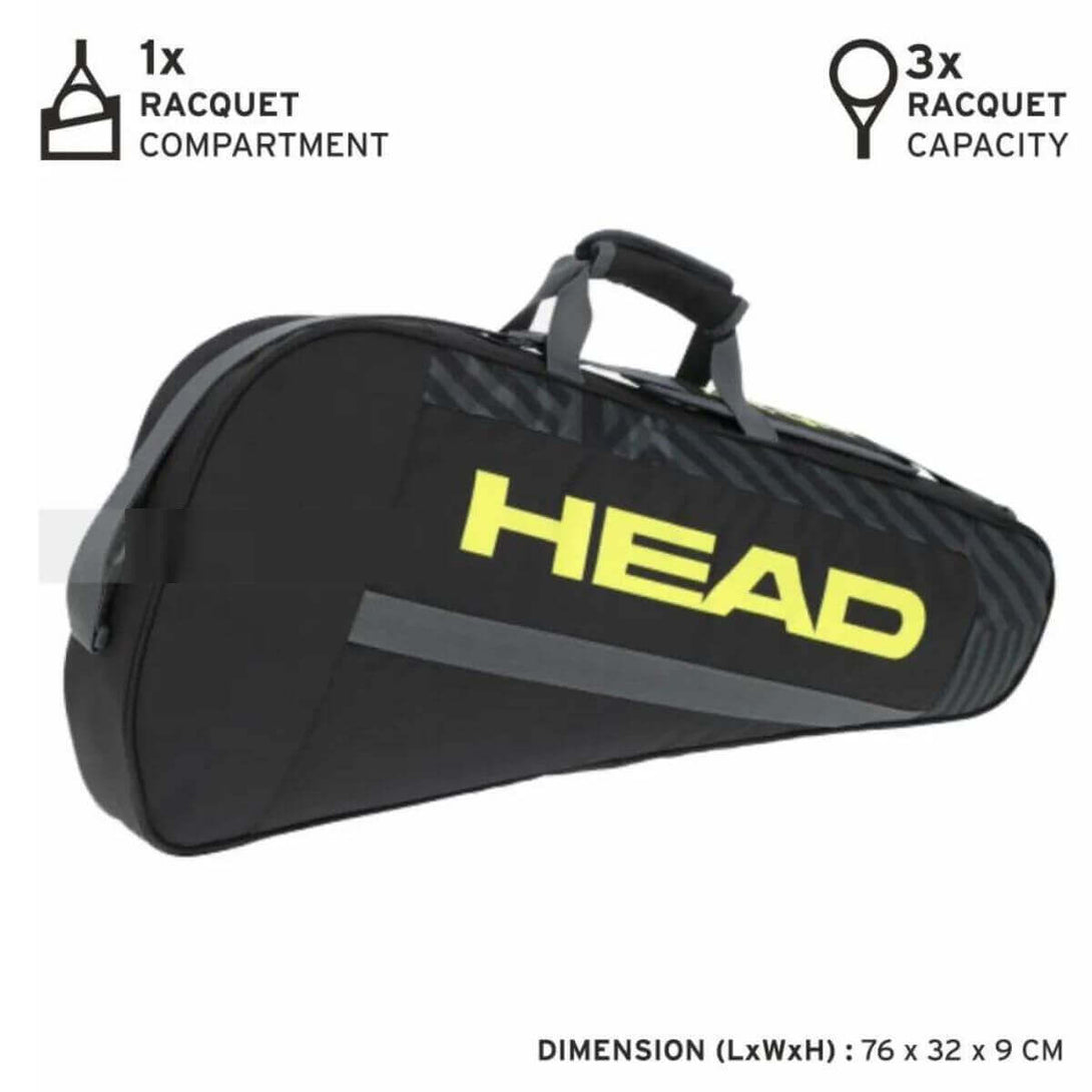 Head Base 2023 Tennis Kit Bag (BLACK/NEON YELLOW)-S