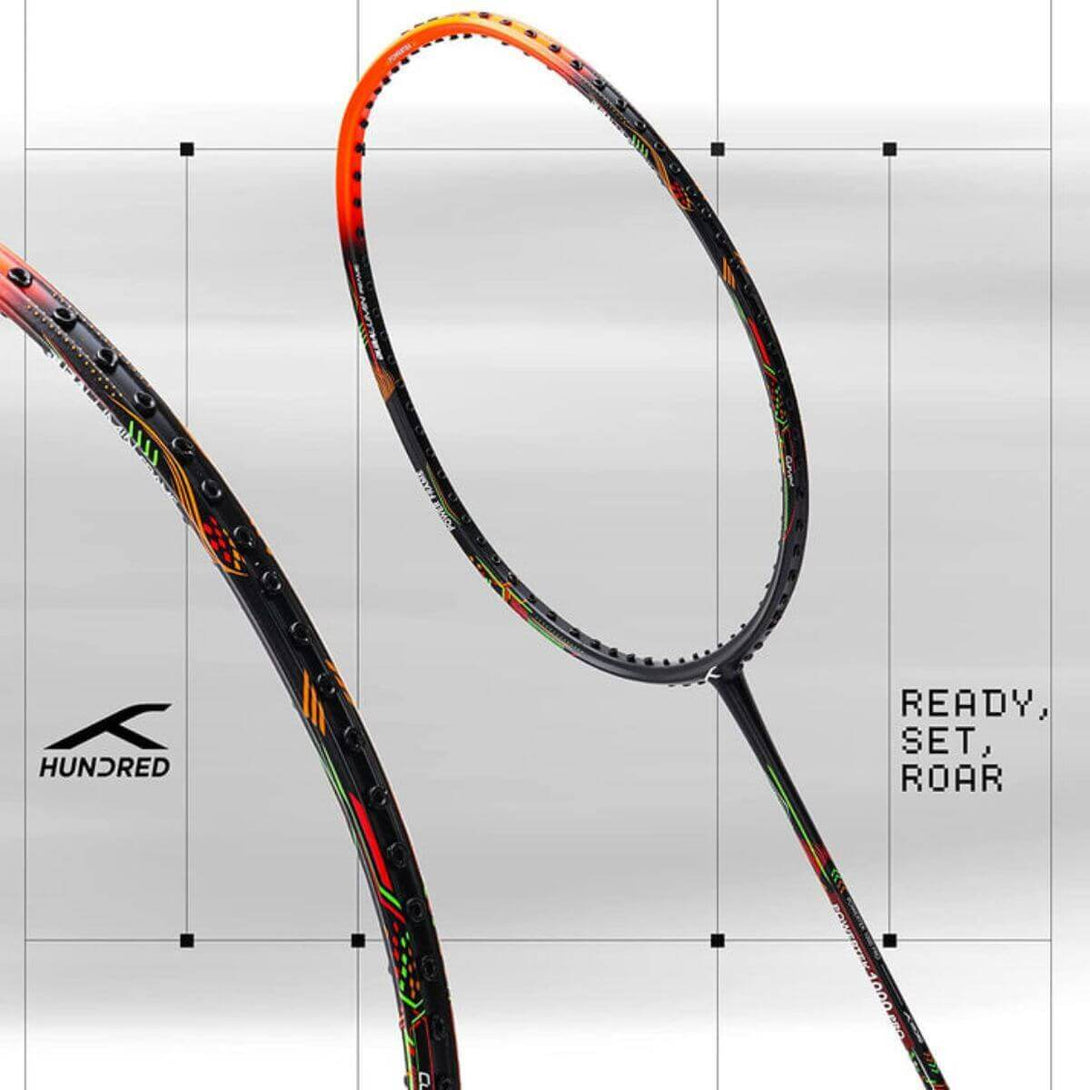 Hundred Powertek 1000 Pro Badminton Racquet-BLK/O/R