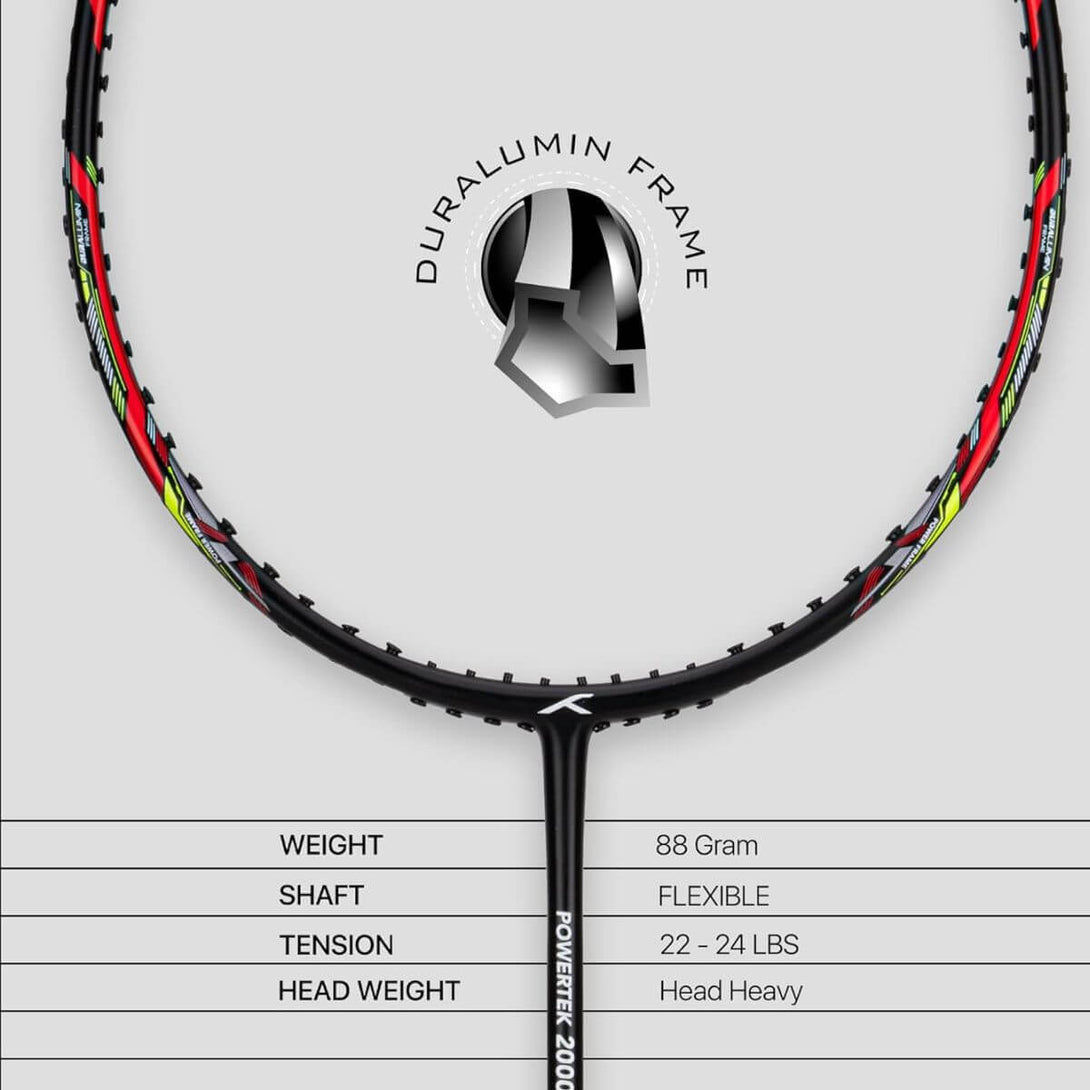 Hundred Powertek 2000 Pro Badminton Racquet-Black