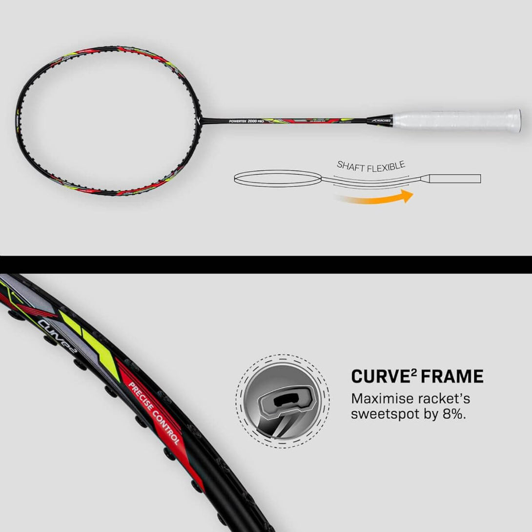 Hundred Powertek 2000 Pro Badminton Racquet-Black