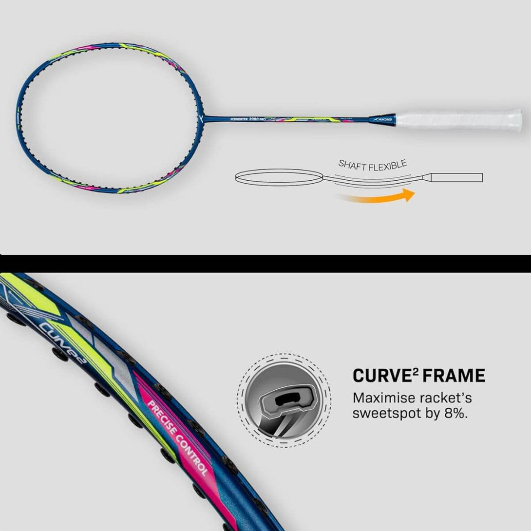 Hundred Powertek 2000 Pro Badminton Racquet-Navy