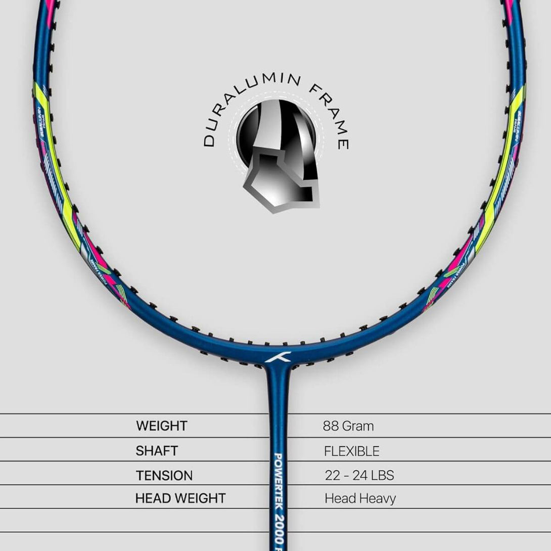 Hundred Powertek 2000 Pro Badminton Racquet-Navy