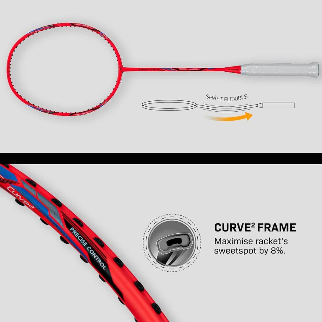Hundred Powertek 2000 Pro Badminton Racquet-Red