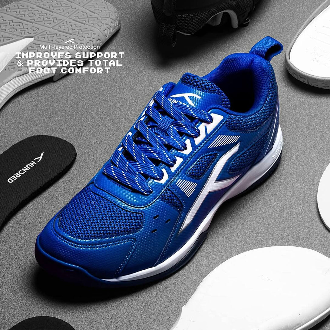 Hundred RAZE Unisex Badminton Shoes (Blue/White)
