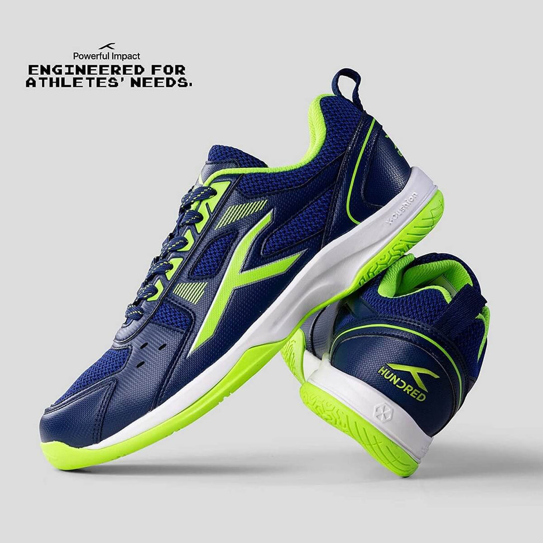 Hundred RAZE Unisex Badminton Shoes (Navy/Lime)