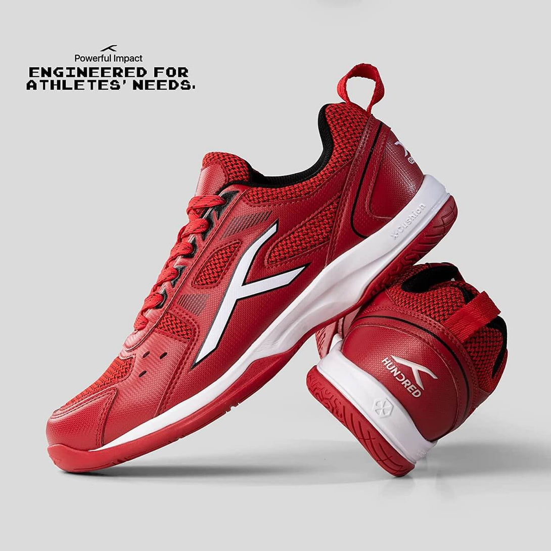 Hundred RAZE Unisex Badminton Shoes (Red/White/Black)