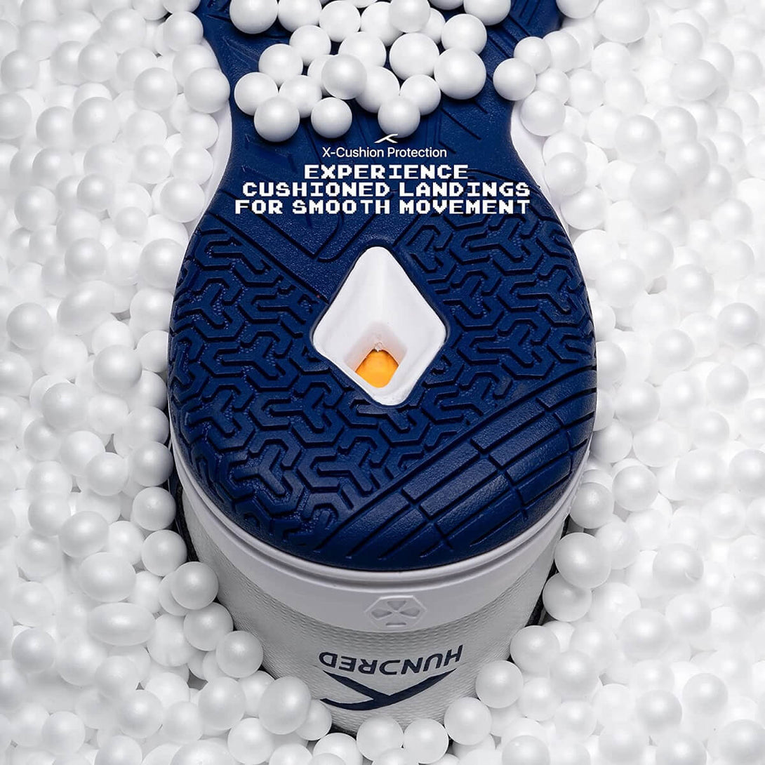 Hundred RAZE Unisex Badminton Shoes (White/Navy)