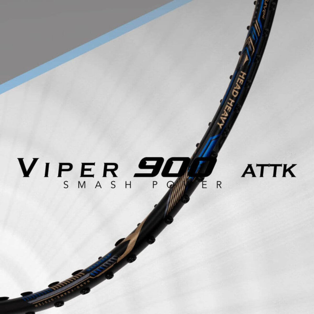 Hundred Viper Rackets Hundred Viper 900 Carbon Fibre Strung Badminton Racquet-BLK/BL/G ...