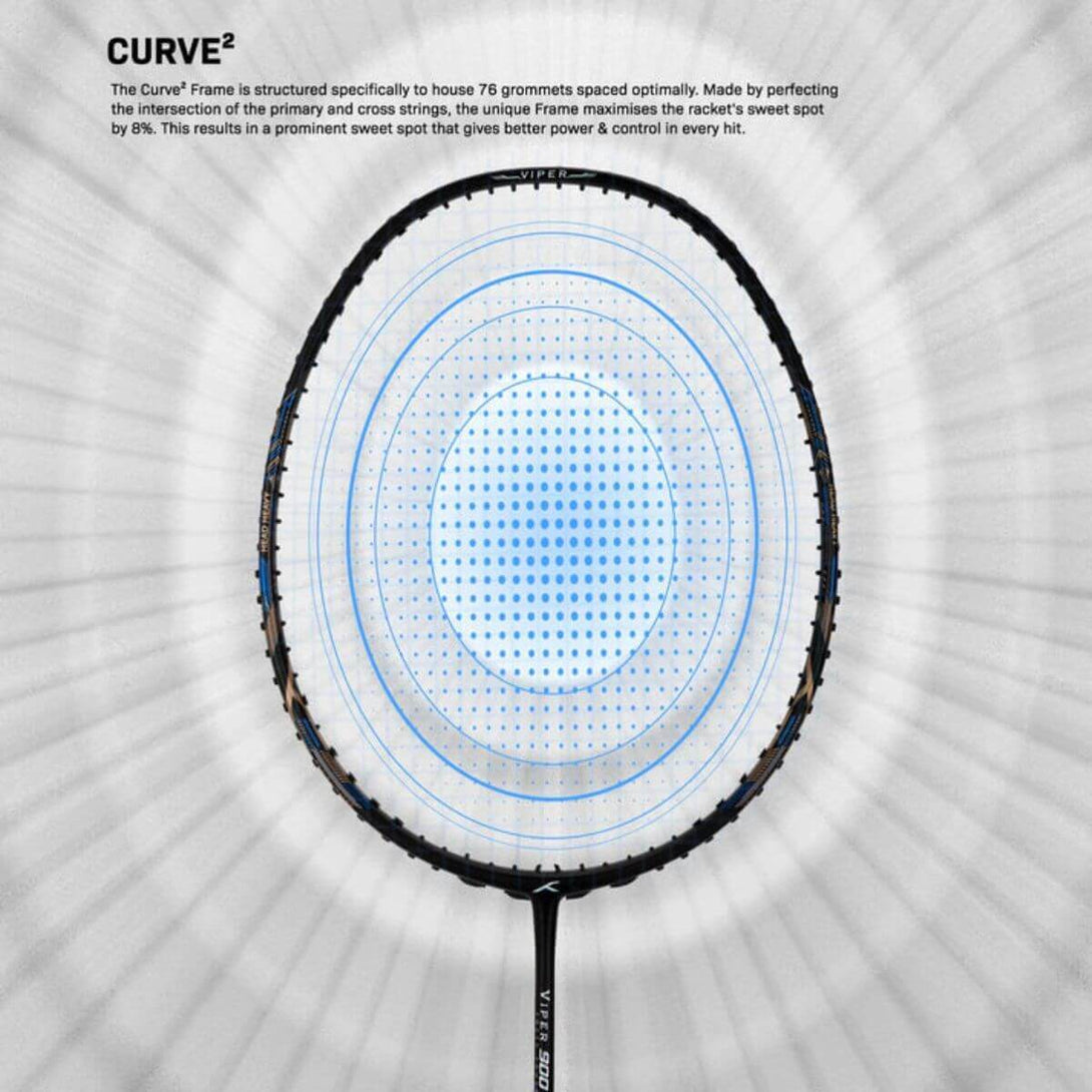 Hundred Viper Rackets Hundred Viper 900 Carbon Fibre Strung Badminton Racquet-BLK/BL/G ...