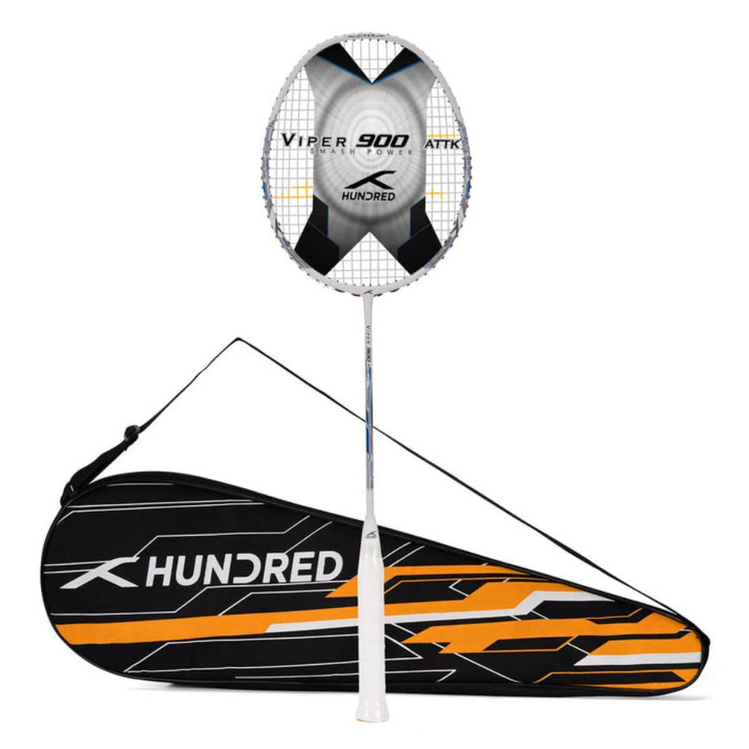 Hundred Viper 900 Carbon Fibre Strung Badminton Racquet-BL/W