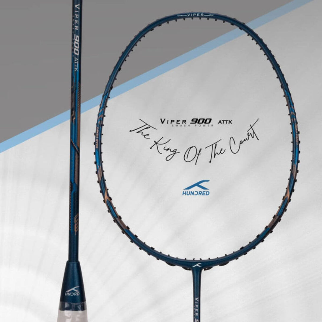 Hundred Viper Rackets Hundred Viper 900 Carbon Fibre Strung Badminton Racquet-Navy ...