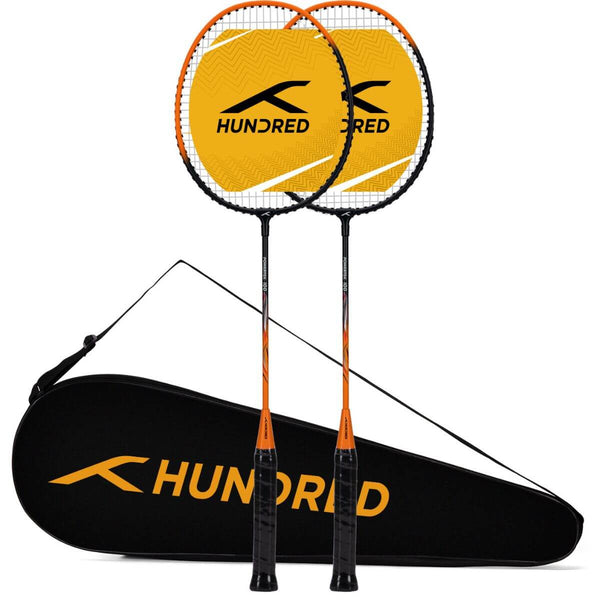 Hundred Powertek 100 (2pcs in 1) Badminton Racquet-Black/Orange