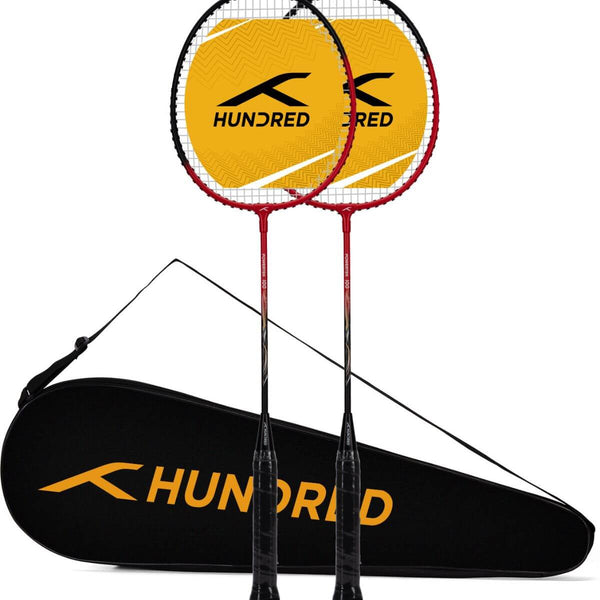 Hundred Powertek 100 (2pcs in 1) Badminton Racquet-Red/Black