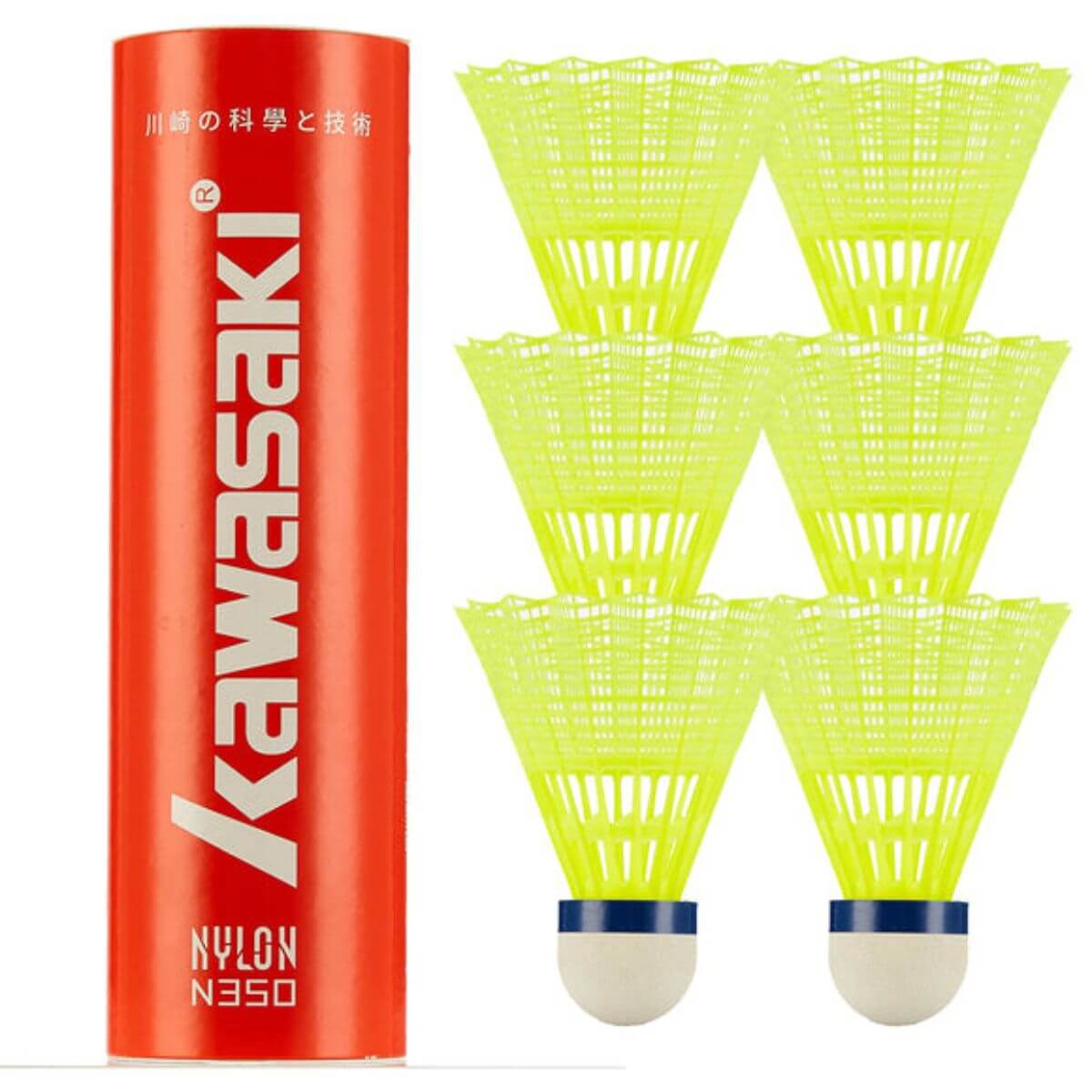 Kawasaki King N350S Nylon Badminton Shuttlecock – Yellow