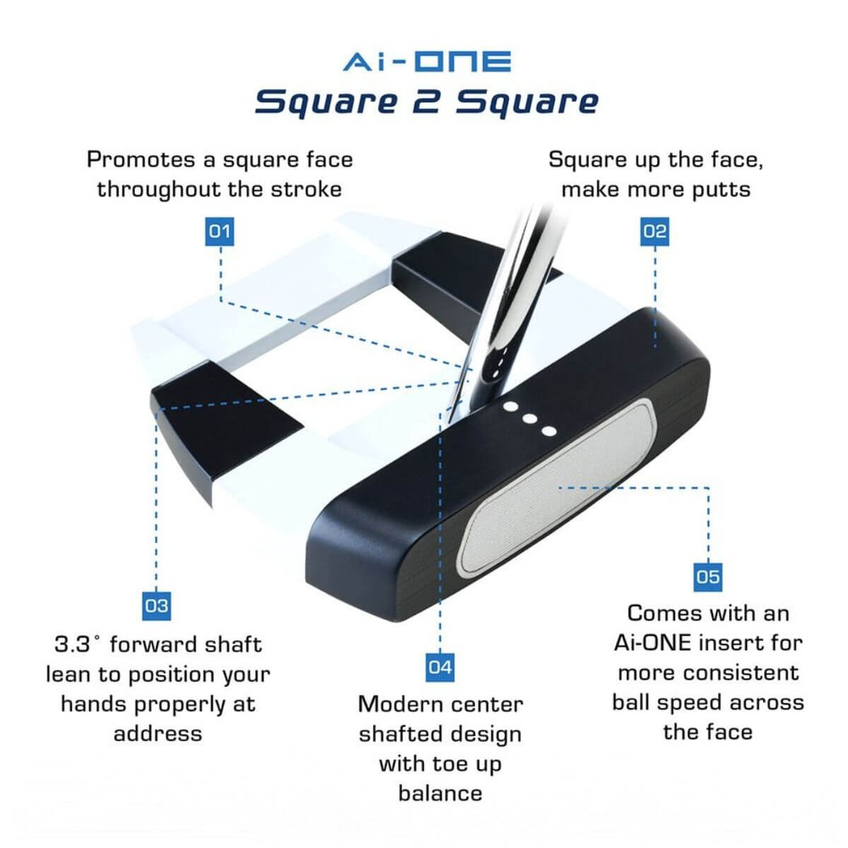 Odyssey Ai-ONE Square 2 Square Jailbird Zero Torque Golf Putter