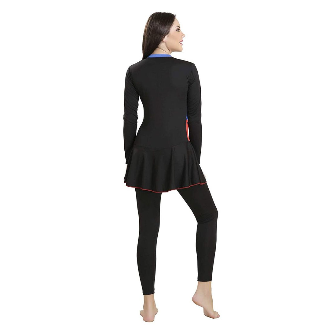 Rovars Poly – Jersy Full Body Swimming Costume for Women-(Black/Blue)