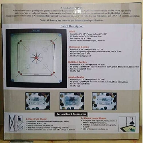 SISCAA Champion Genius English Birch Carrom Board