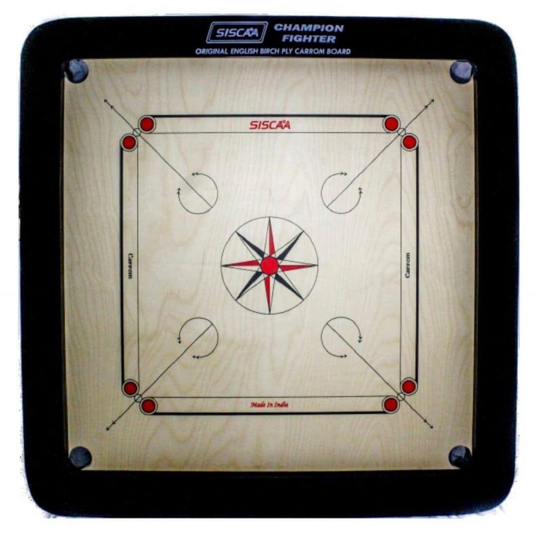 SISCAA Club Champion Fighter English Birch Fastrebound Carrom Board