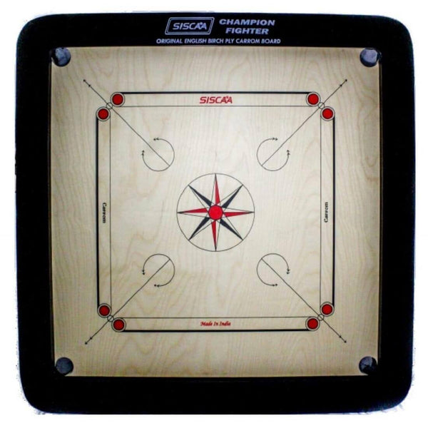SISCAA Club Champion Fighter English Birch Fastrebound Carrom Board