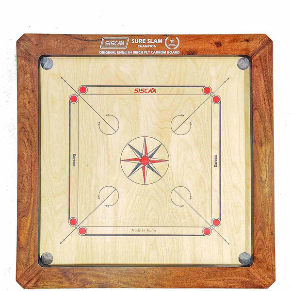 SISCAA Sure Slam Bulldog English Birch Carrom Board (28MM)