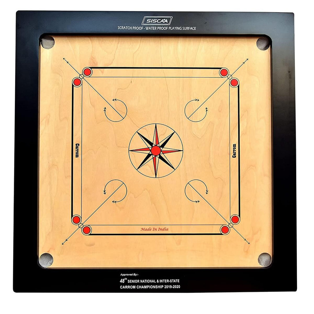 SISCAA Winit Black Frame Carrom Board (12mm)